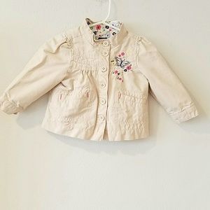 BABY GAP khaki floral butterfly jacket 12-18 mo